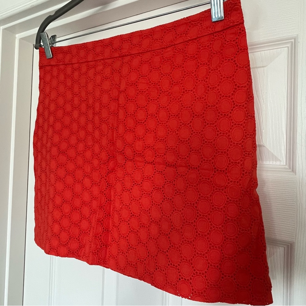 Neon Coral/Orange Eyelet Gap Skirt - Size 2